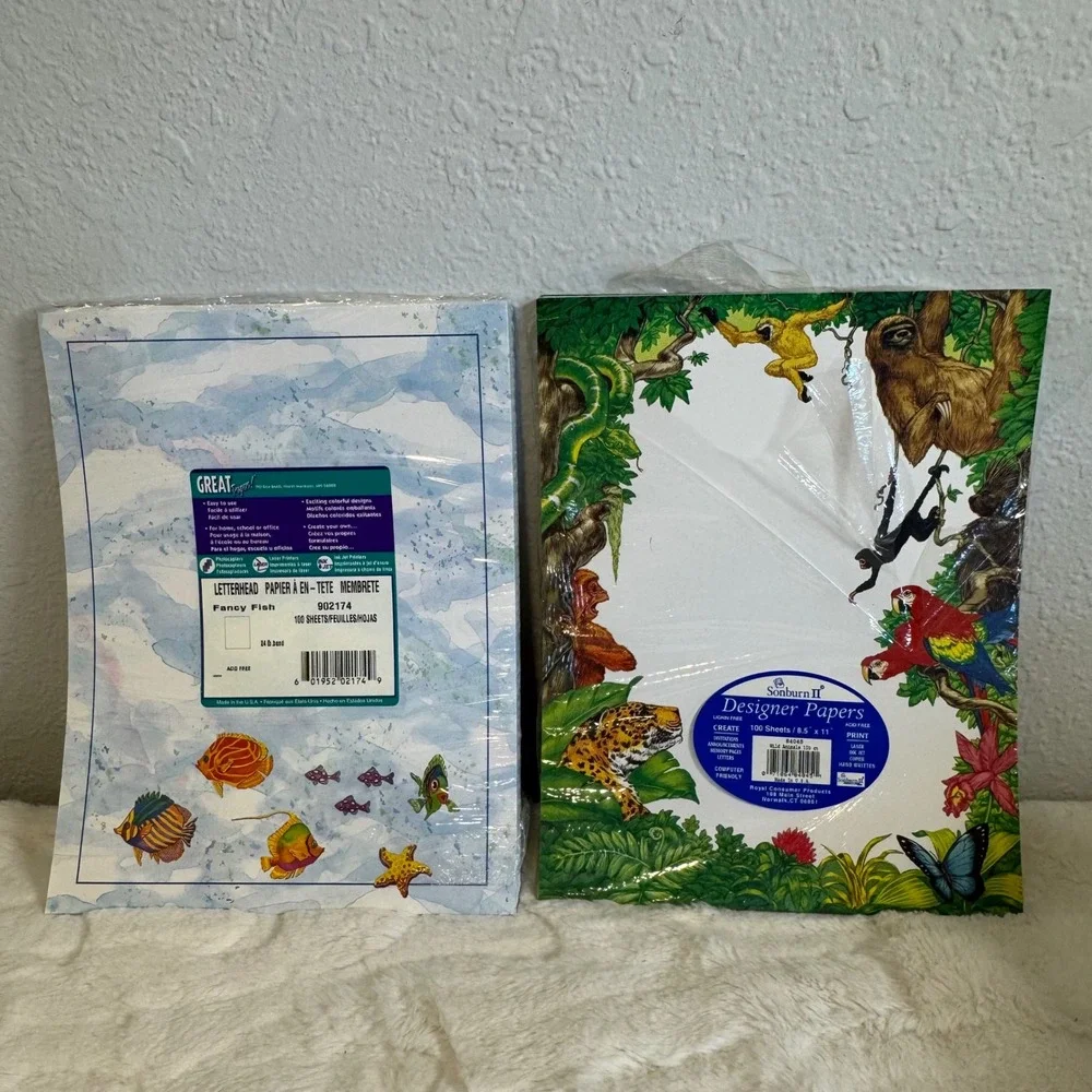 Great Papers Fancy Fish & Sonburn II Jungle Letterhead Stationery ~ 150 papers